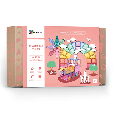 Connetix Tiles Magnetic Building Tiles Pastel Mega Pack – 202 Piece Set