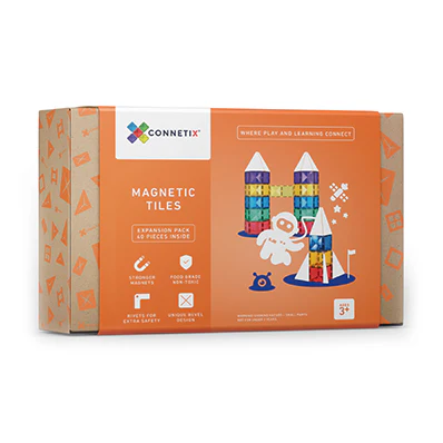 Connetix Tiles Magnetic Building Tiles Expansion Pack– 40 Piece Set