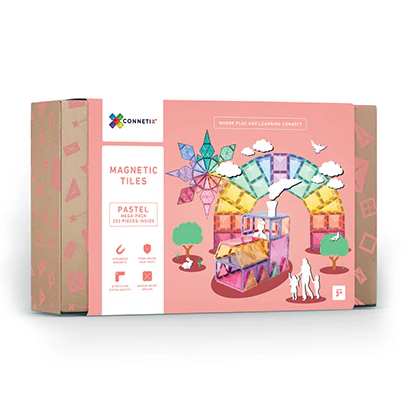 Connetix Tiles Magnetic Building Tiles Pastel Mega Pack – 202 Piece Set