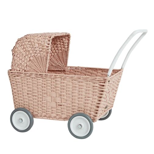 Olli Ella Strolley Rattan Stroller – Rose