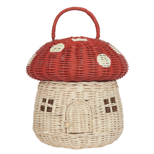 Olli Ella Rattan Mushroom Basket – Red