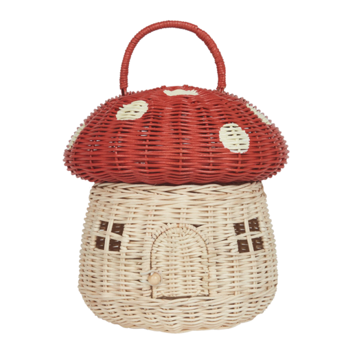 Olli Ella Rattan Mushroom Basket – Red