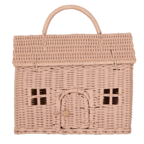 Olli Ella Rattan Casa Clutch – Rose