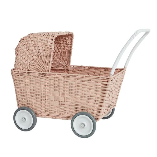 Olli Ella Strolley Rattan Stroller – Rose