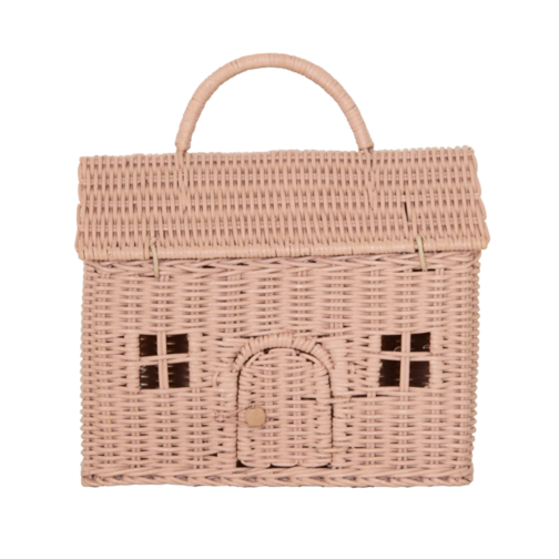 Olli Ella Rattan Casa Clutch – Rose